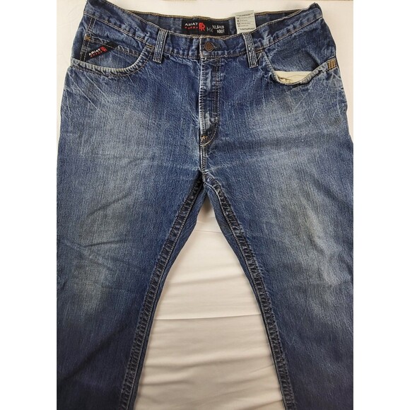 Ariat FR M4 Relaxed Boot Cut Jeans Men 38x32 Blue Flame Resistant Denim Workwear - Picture 2 of 11
